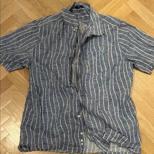 7 For All Man Kind Men's Blue Striped Shirt